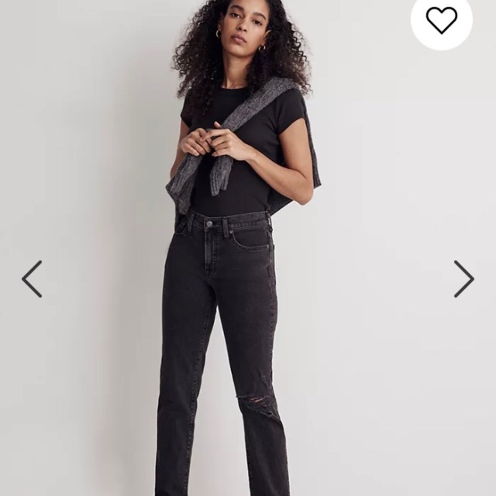 Madewell perfect vintage mid rise Straight-Leg Jeans in Washed Black